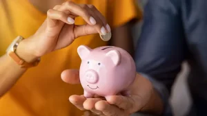 man saving money